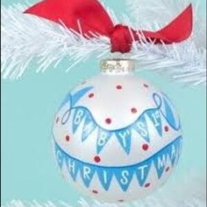 NWT Neiman Marcus Coton Colors Baby’s 1st Christmas Banner Ornament